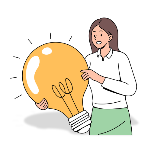 Illustration of a woman holding a glowing bulb.