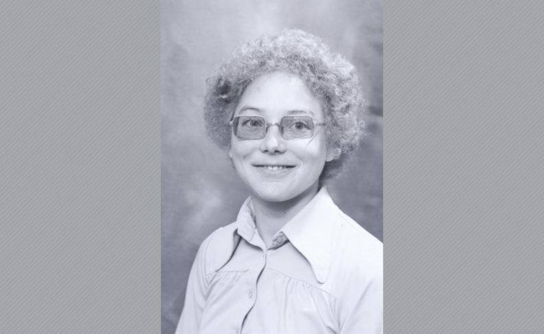Black and white photo of Ruth Juris in glasses.