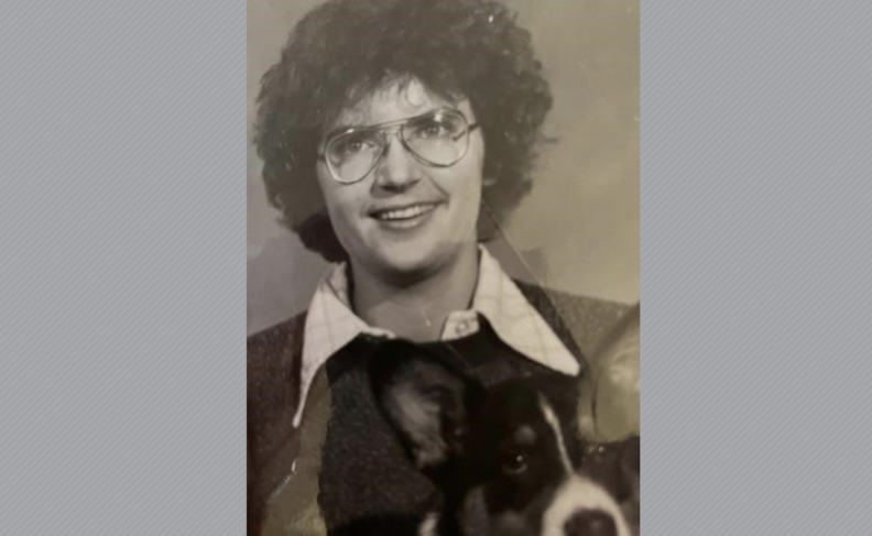 Kathy Beck with a dog.