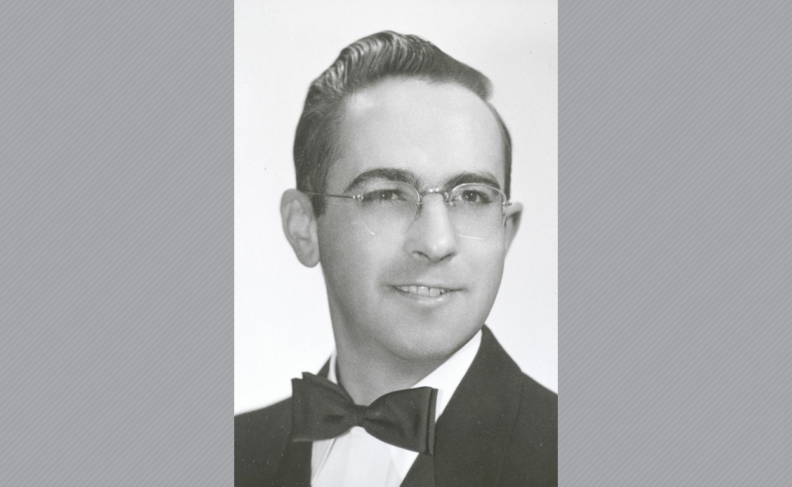 Black and white photo of William Gitzen in a tuxedo.