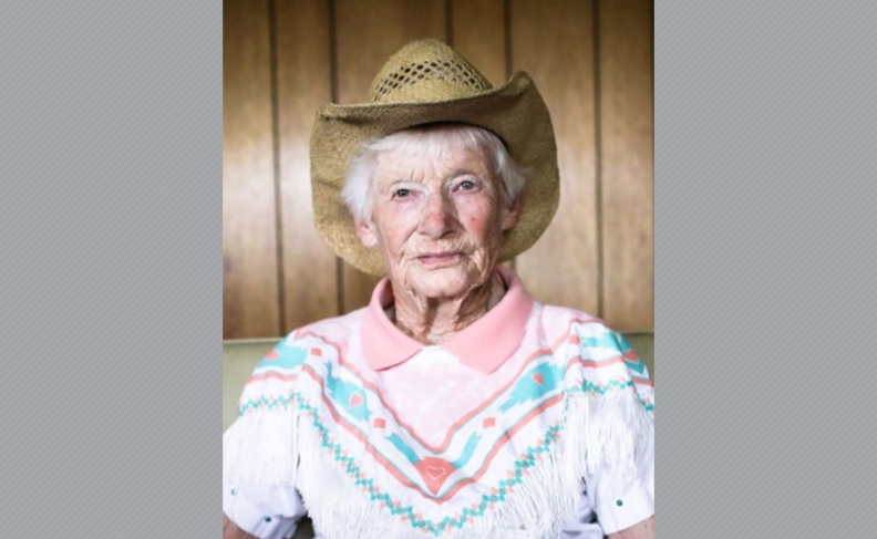 JoAn Marshall with cowboy hat.