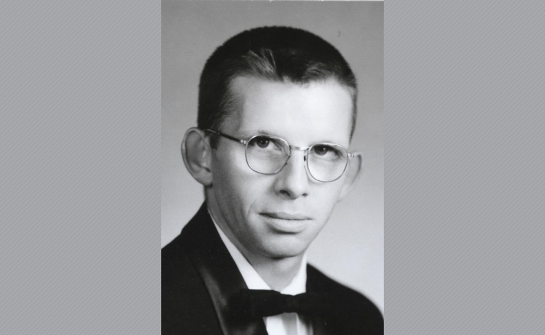 Black and white photo of Dr. Shackelford wearing a tuxedo.