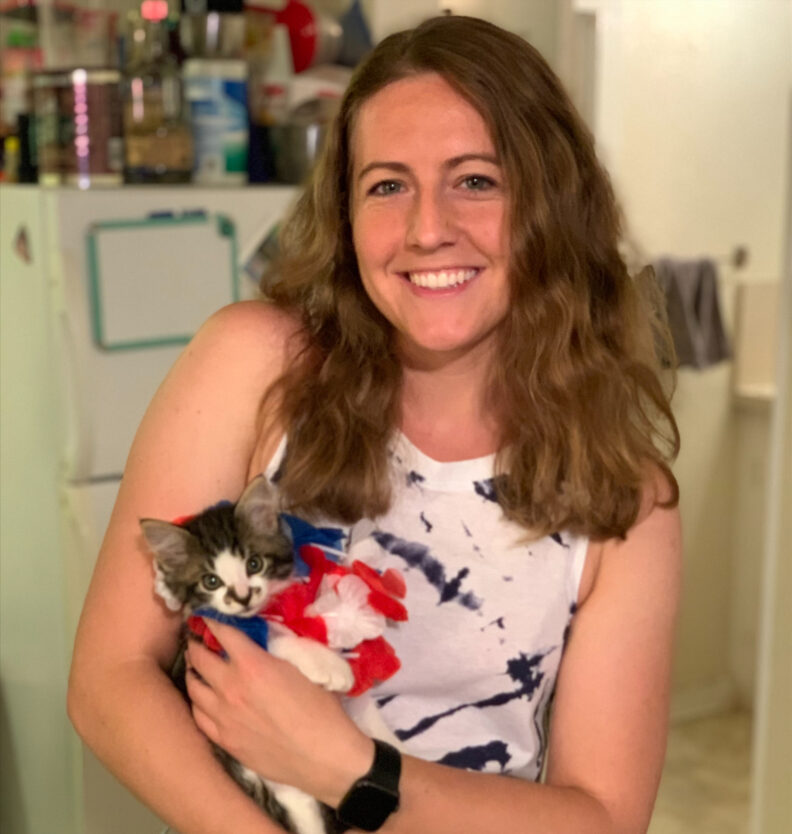 DVM student Montana Milton holds a kitten