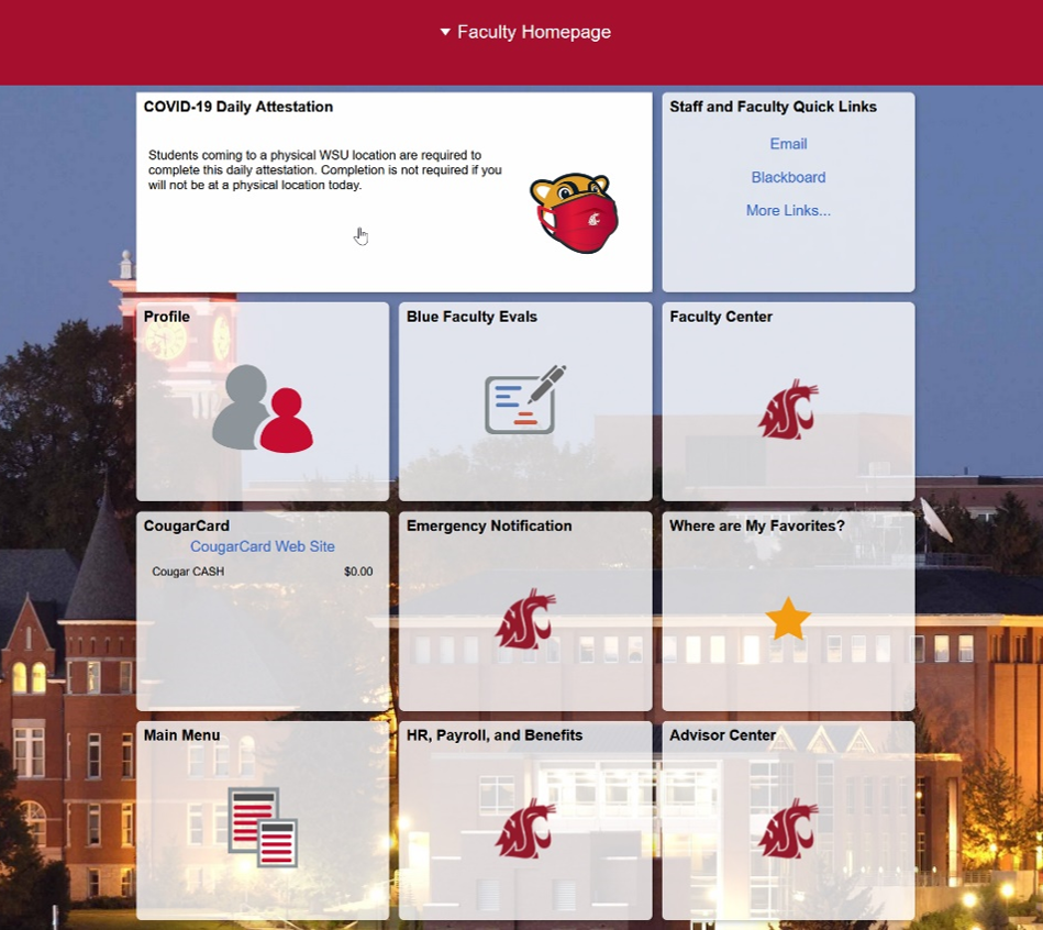 myWSU Homepage with Cursor