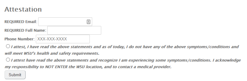 Visitor attestation form 
