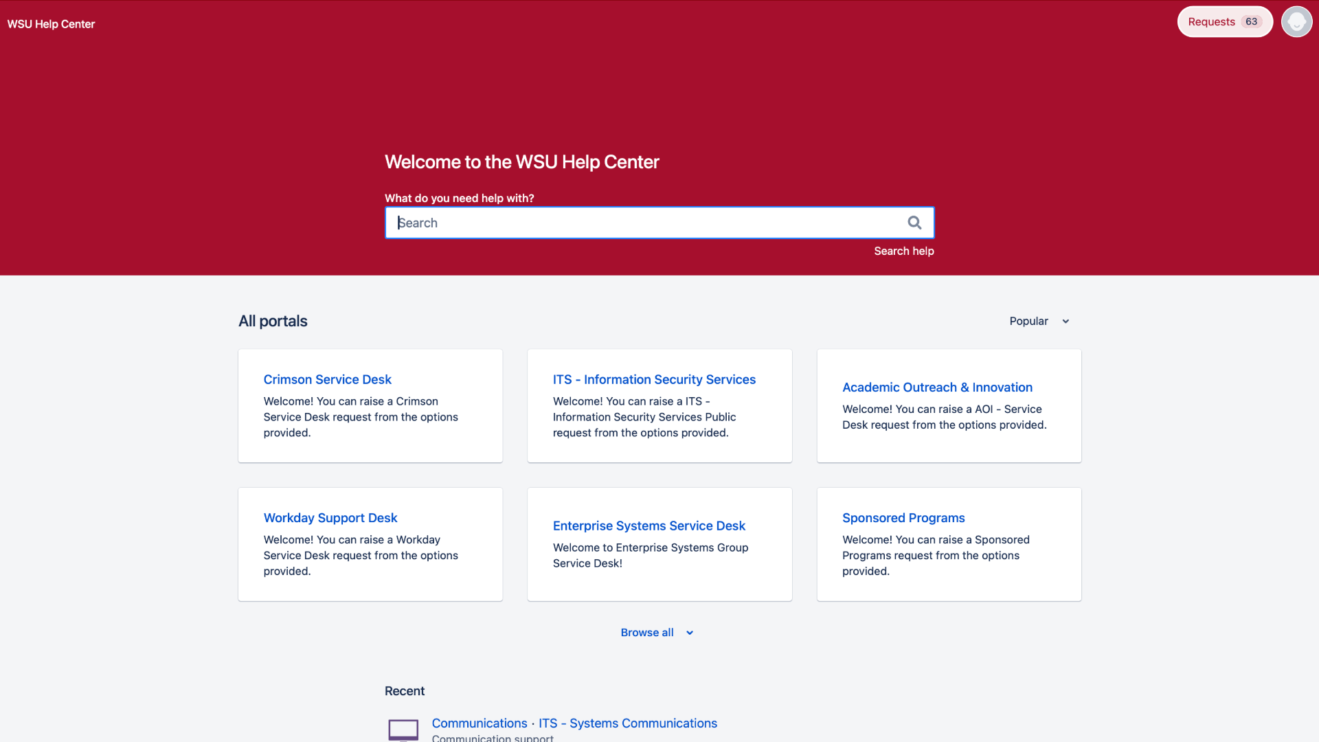 WSU Technology Help Center with new theming after Refined Themes is removed