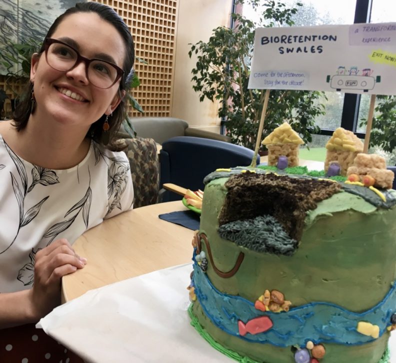 Sara Kintner with cake. 