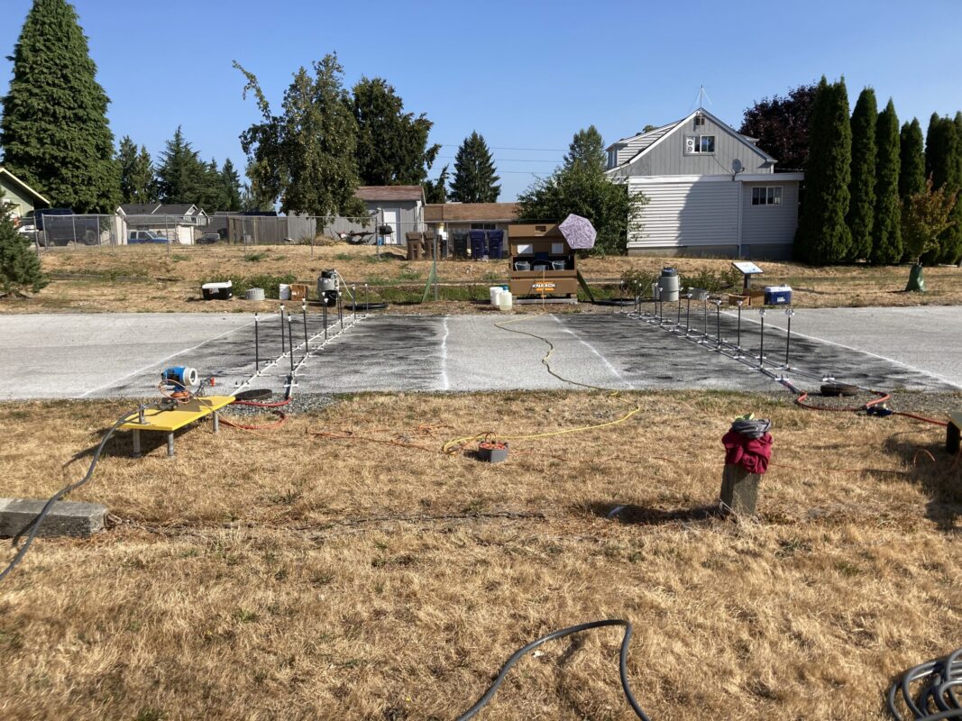 Tire wear particles on both sections of pervious concrete at IDEA school
