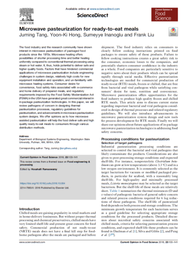 Microwave Pasteurization for Ready-to-eat Foods