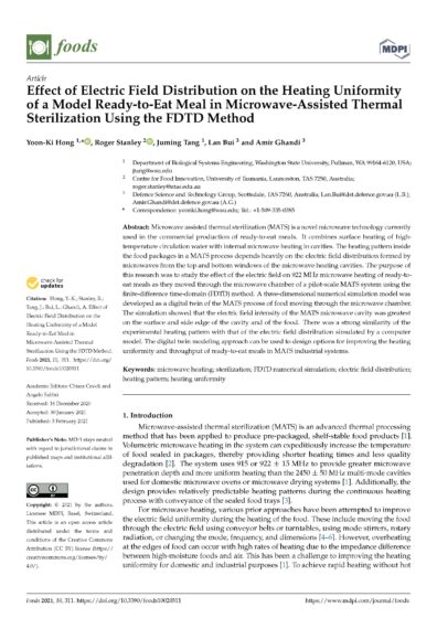 Effect of electric field distribution on the heating uniformity of a model Ready to Eat Meal in MATS