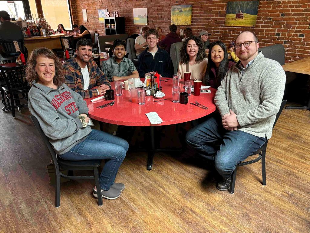 Research group at brunch together.