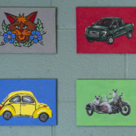 Parking services cats and cars paintings
