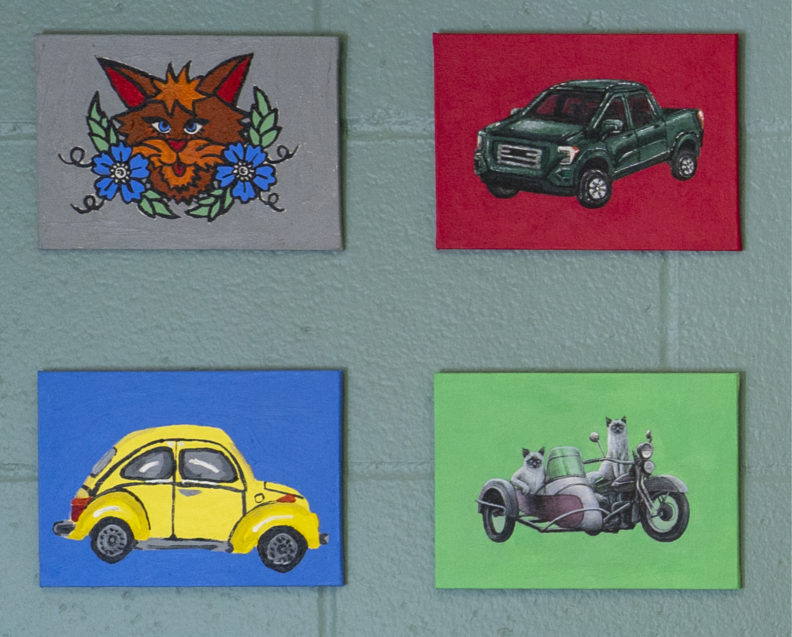 Parking services cats and cars paintings