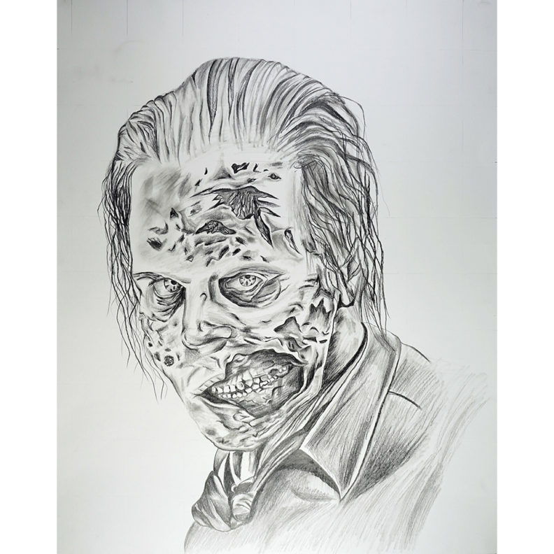 realistic melted face man