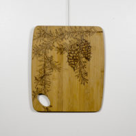 drawing on bamboo cutting board