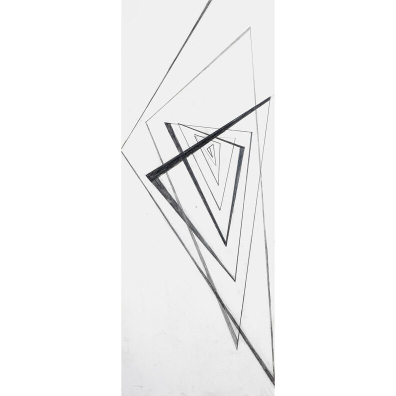 Geometric spiraling triangles.