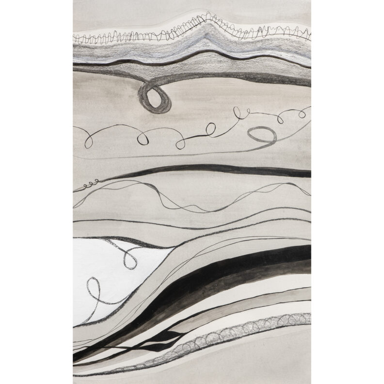 Various horizontal lines with an ink wash.