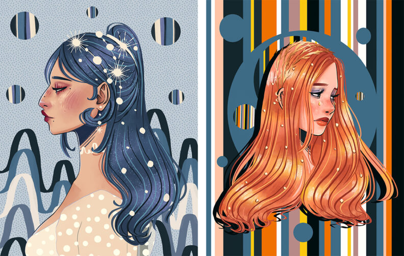 Portrait of melancholic women