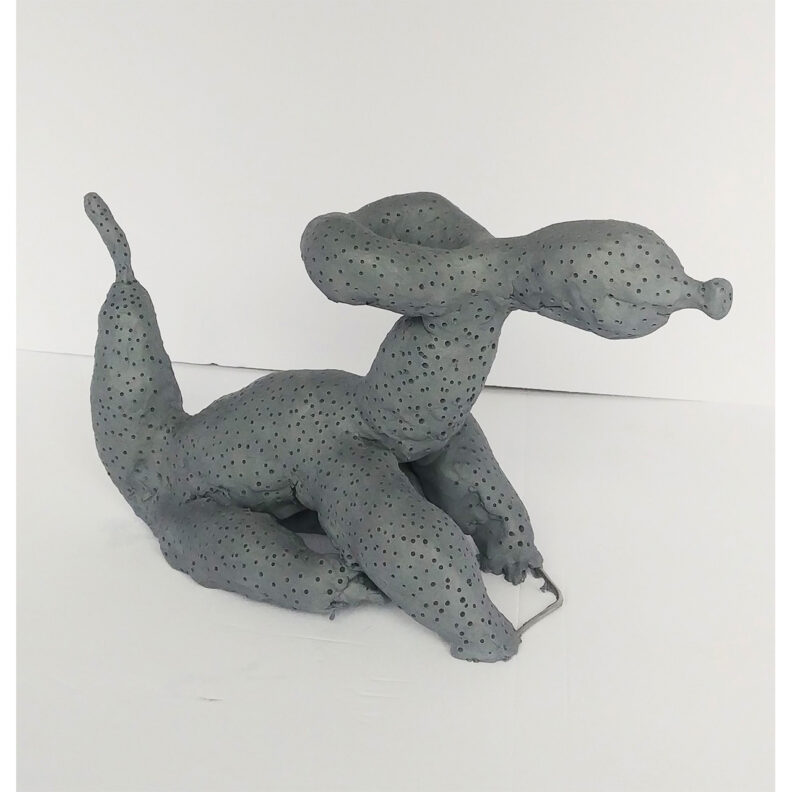 Deflated animal balloon made of clay