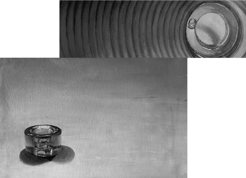 Painting of roller blade wheel