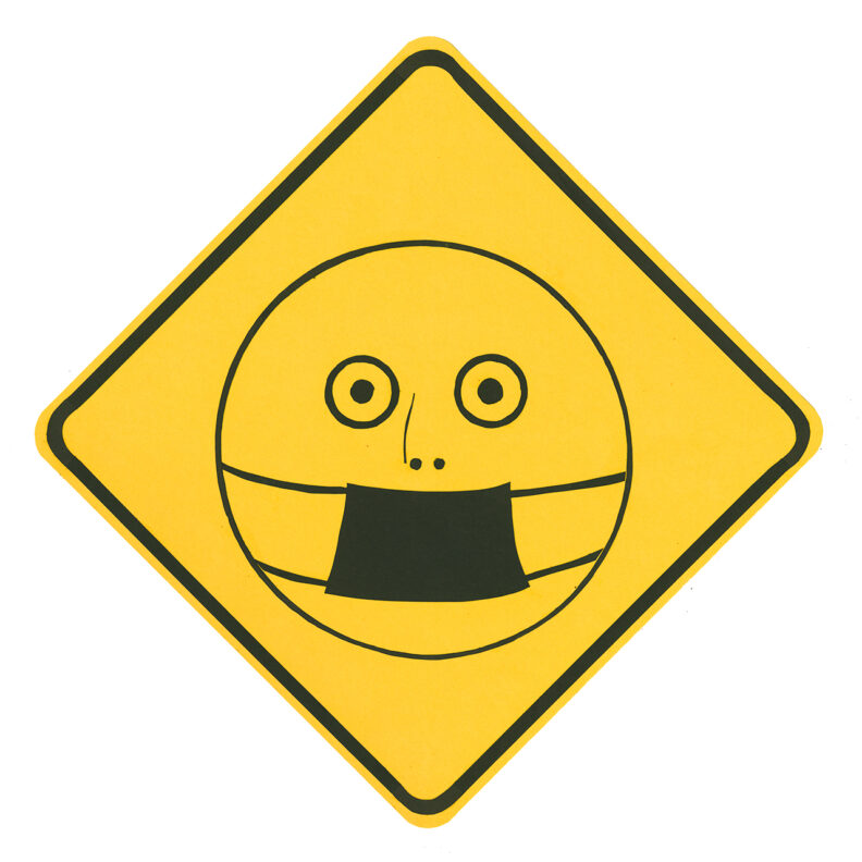 Caution sign of inappropriate mask use