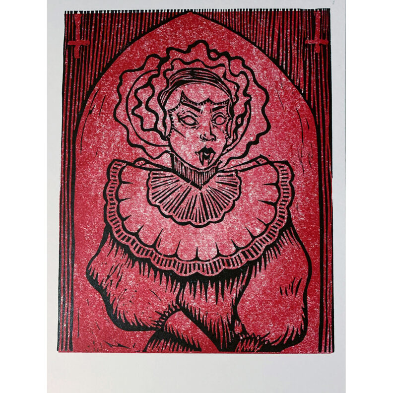 Red and black vampire print