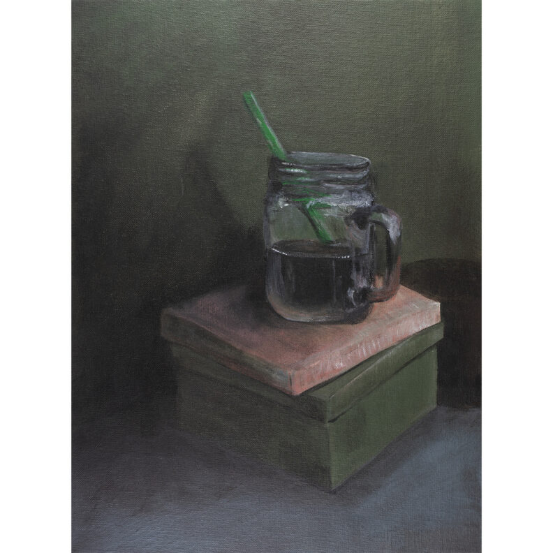 Beautiful rendering of jar and straw