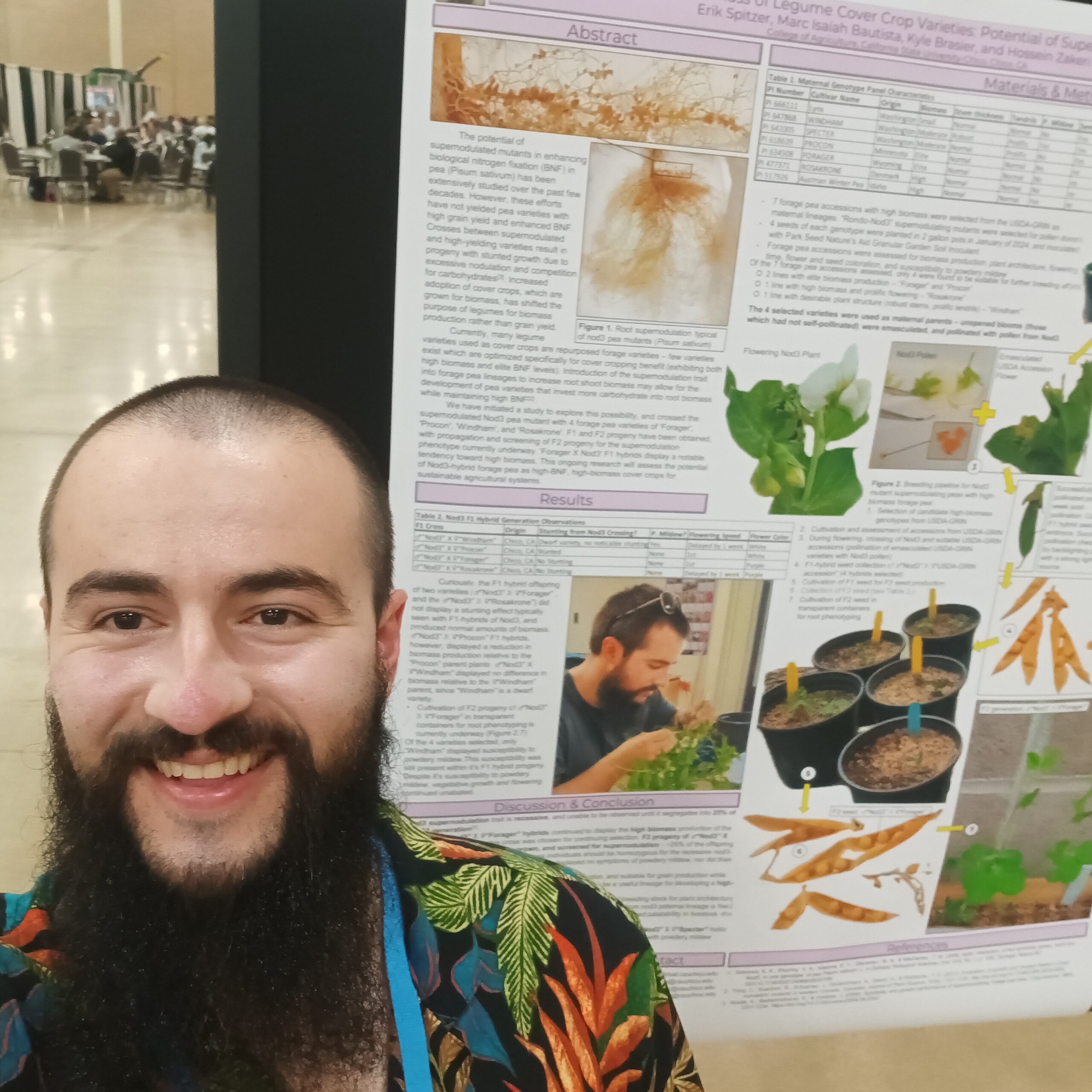 Erik smiling in front of a scientific poster.