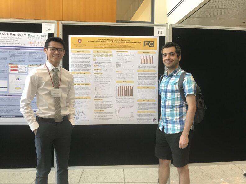 Two students standing in front of their poster.