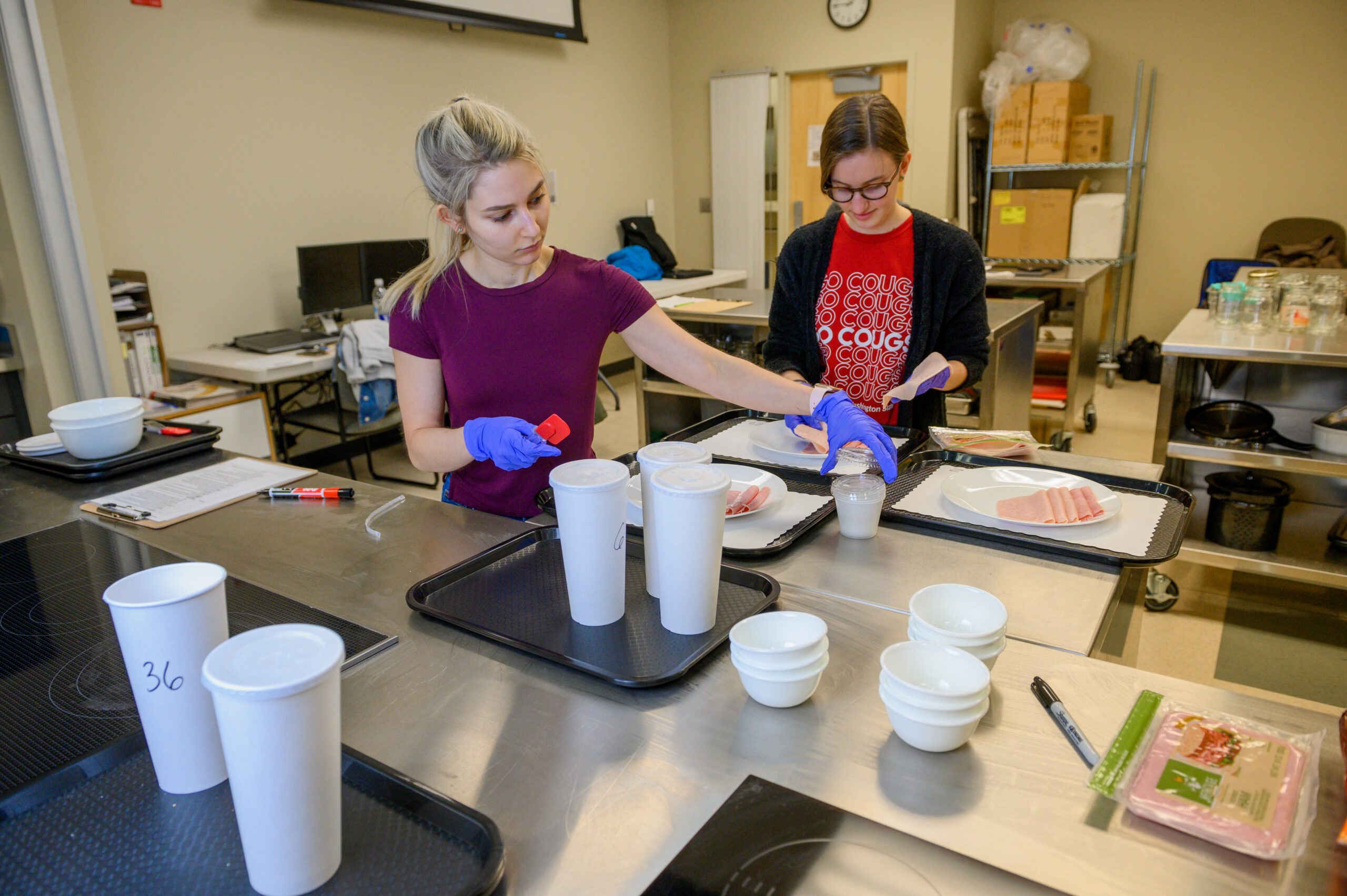 Students prepping food