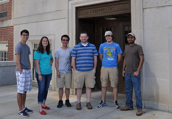 Picture of the group in the Summer of 2013 outside Goessmann Labs (left to right: William, Jenileigh, Dongming, Kevin, Keith, Swamy).