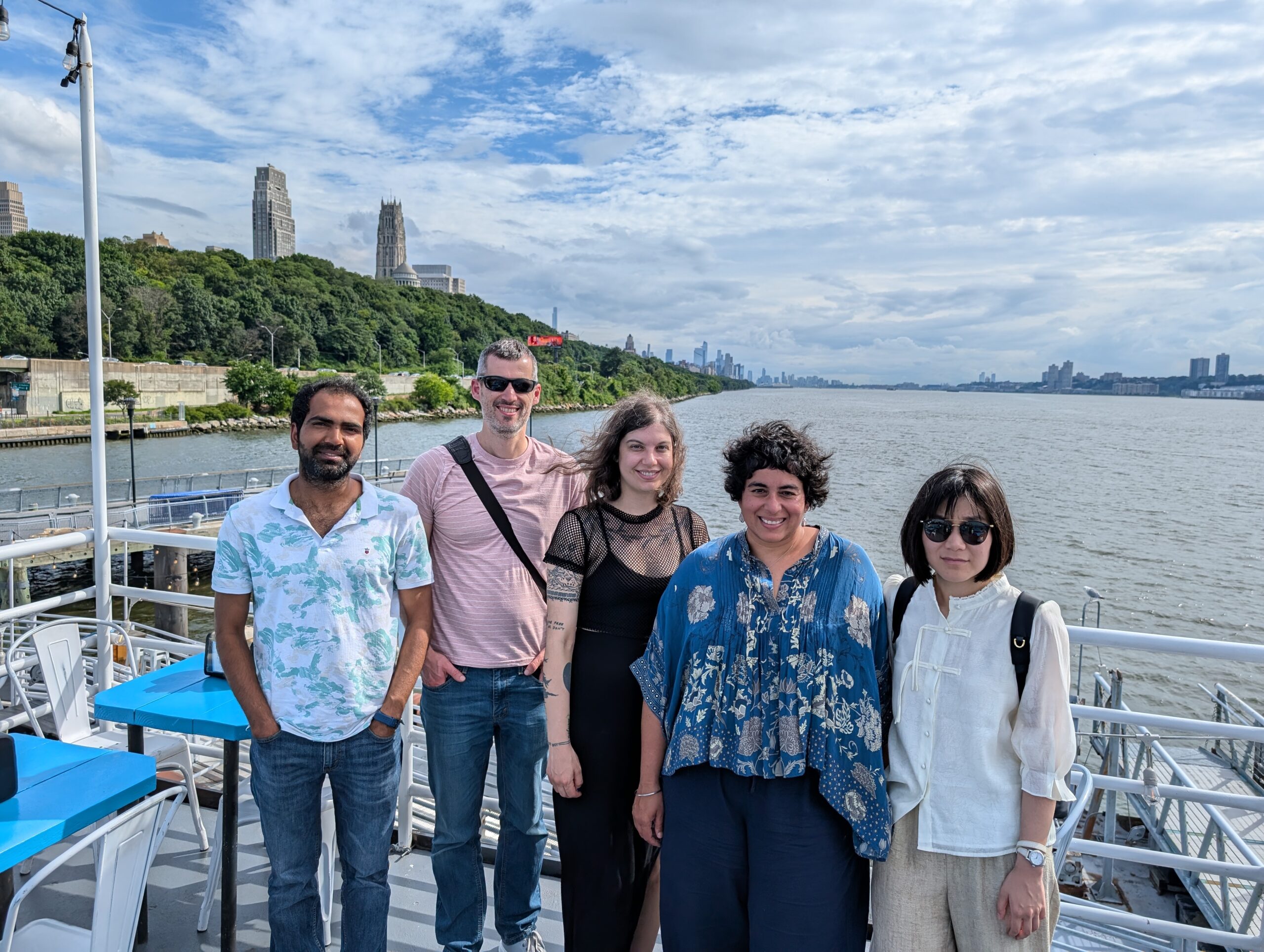 Group photo on a boat.