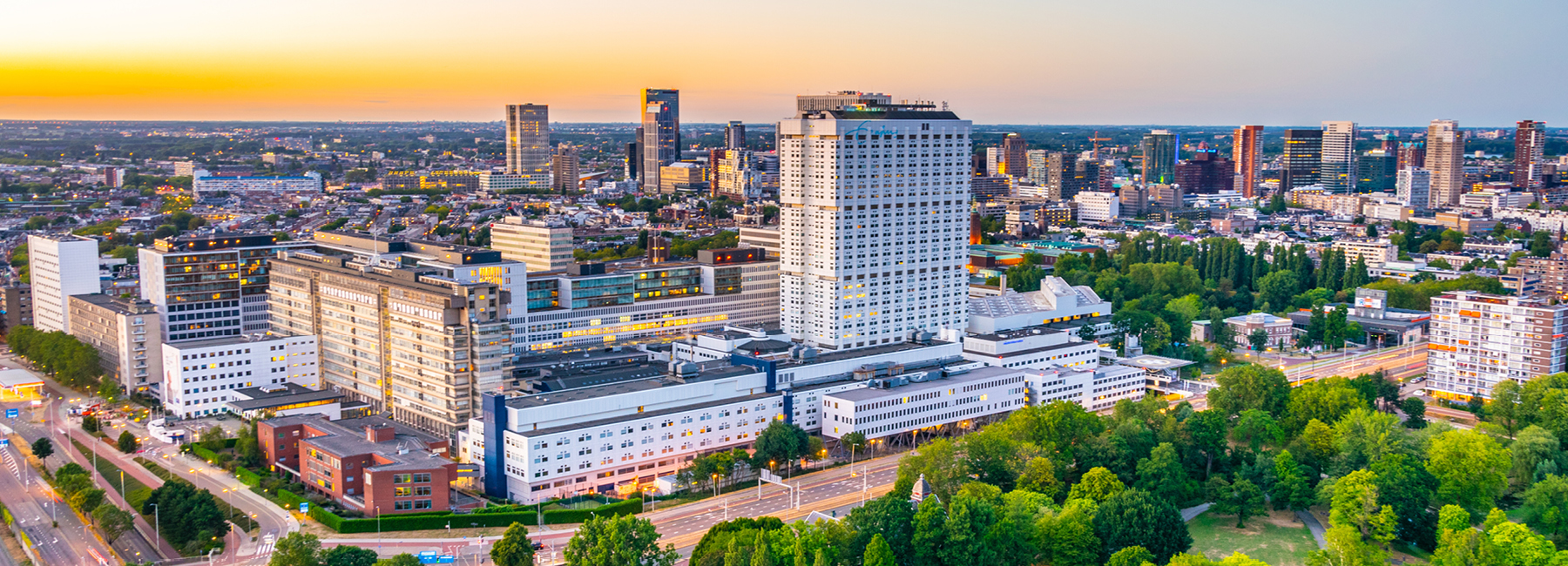 Hospital building in a busy city