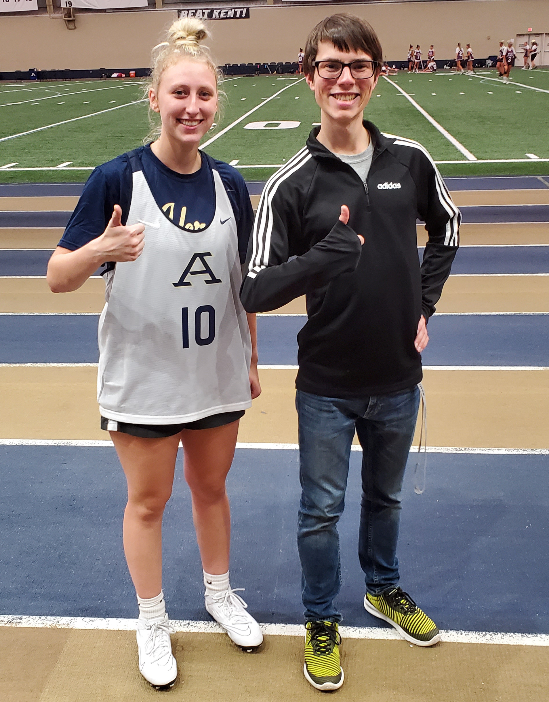 Alexis and Chad in the indoor soccer field.