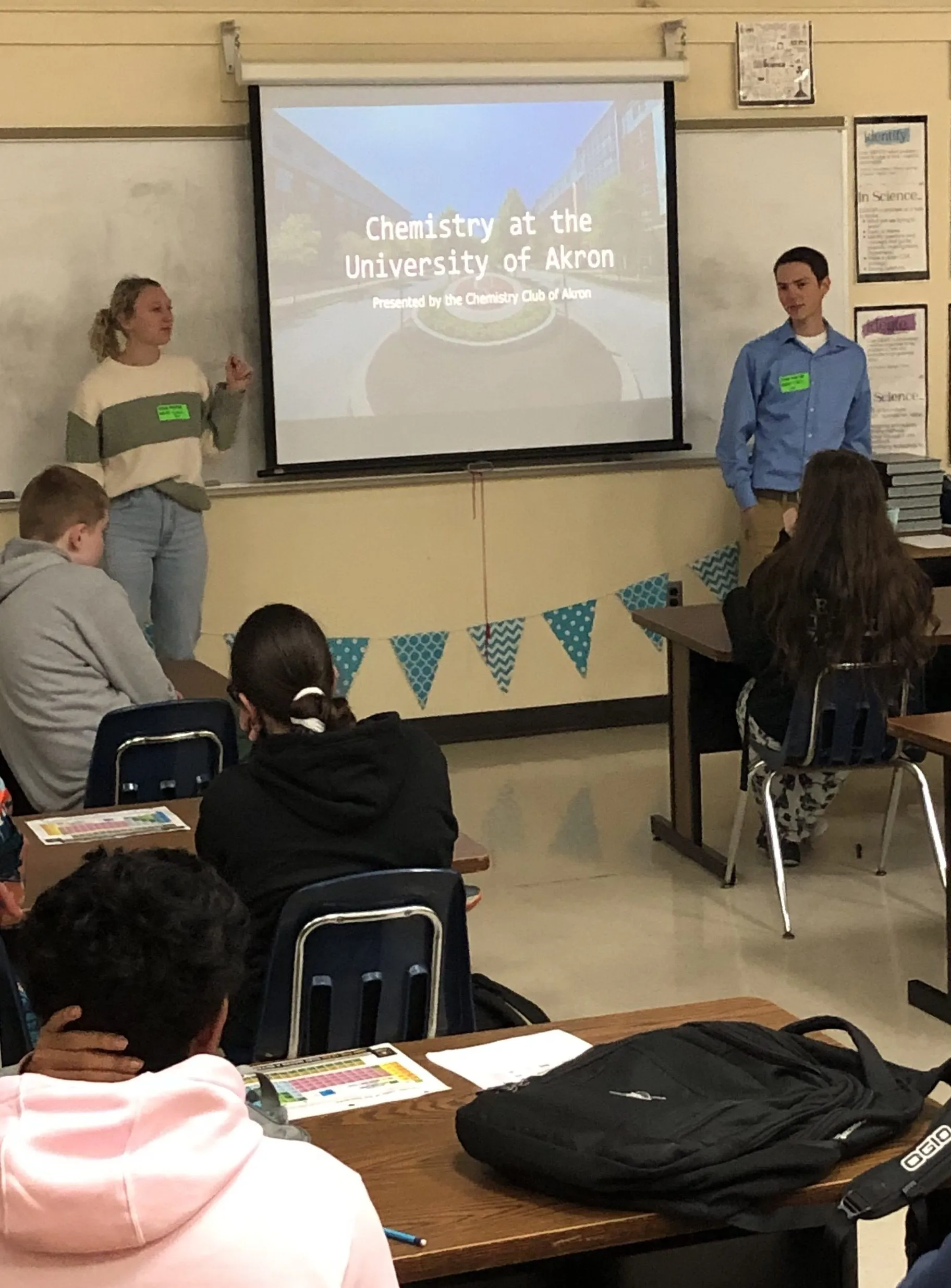 Chad Studvick and Alexis Kiefer presenting about their research at the University of Akron