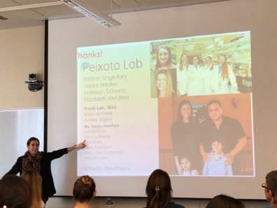 Dr. Lucia Peixoto guest speaking at a lecture