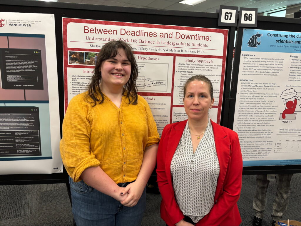 Juno and Tiffany at their WSUV Research Showcase Poster, 2026