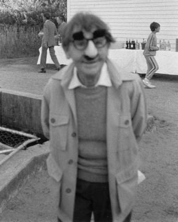 Barbara McClintock wearing Groucho glasses