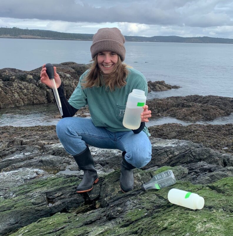 Caroline collecting copepods
