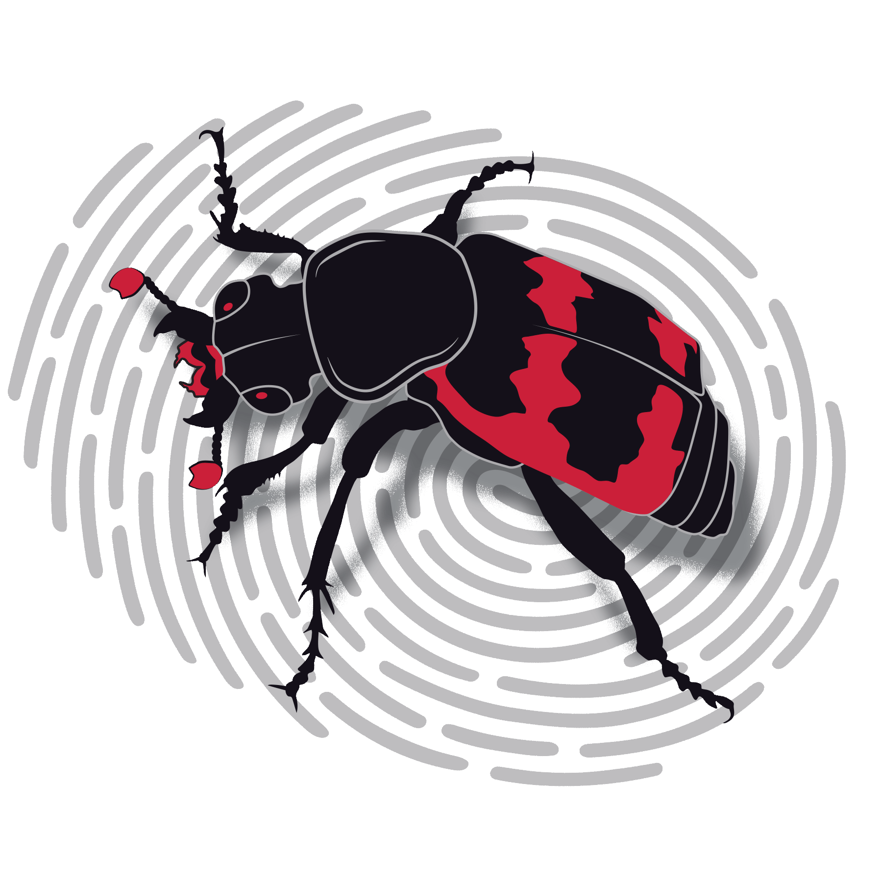 Graphic of a beetle on a fingerprint.