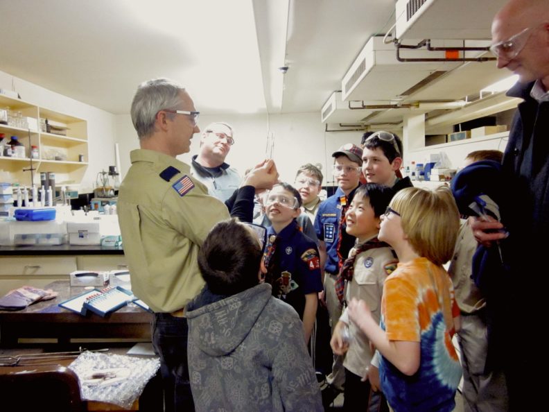 Scouts learning about viscosity