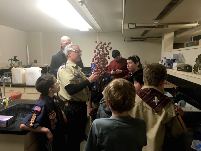 Scouts learning about crystal structure