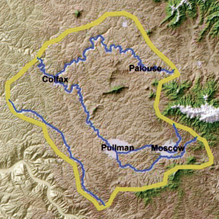 The working boundary for the Palouse water basin. Source: Palouse Basin Aquifer Committee