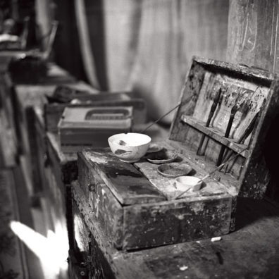 A well-used makeup box waits backstage. In Chinese theater, even the makeup is an art form. It conveys all sorts of details about the character including age, gender, and social status.