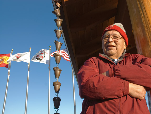 A new memorial in Neah Bay, built on land donated by Ed Claplanhoo '56, his wife Thelma, and two other Makah families, commemorates area veterans and the presence of Spain on the Northwest coast as early as 1774. Photo Zach Mazur