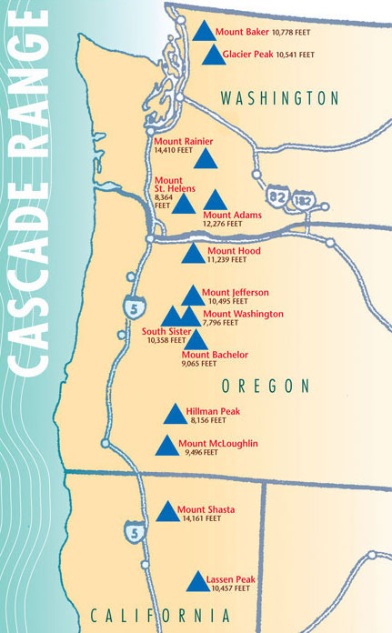 Cascades peaks map