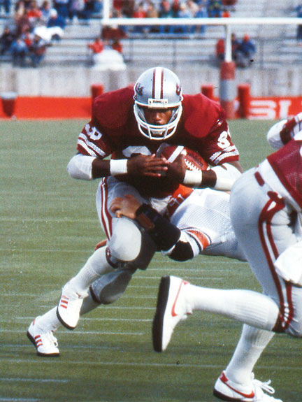 Mayes powers through a tackle in a game in Martin Stadium. Photo courtesy WSU Sports Information.