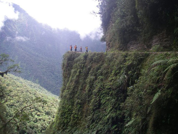 sheer cliff on a Bolivian road