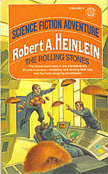 Robert Heinlein: The Rolling Stones. A Del Rey Book, Published by Ballantine Books. Cover art for 1977 edition by Darrell K Sweet
