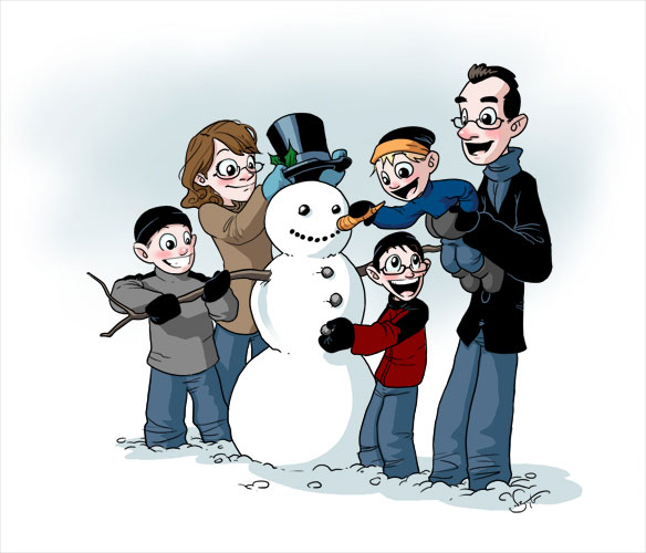 Family making snowman. Courtesy Nate Taylor